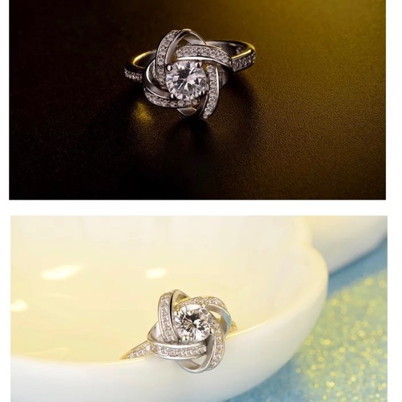 🍀New Stamped S925 Round Cubic Zirconia chain, Earrings & Ring(adjustable) - Picture 5 of 10